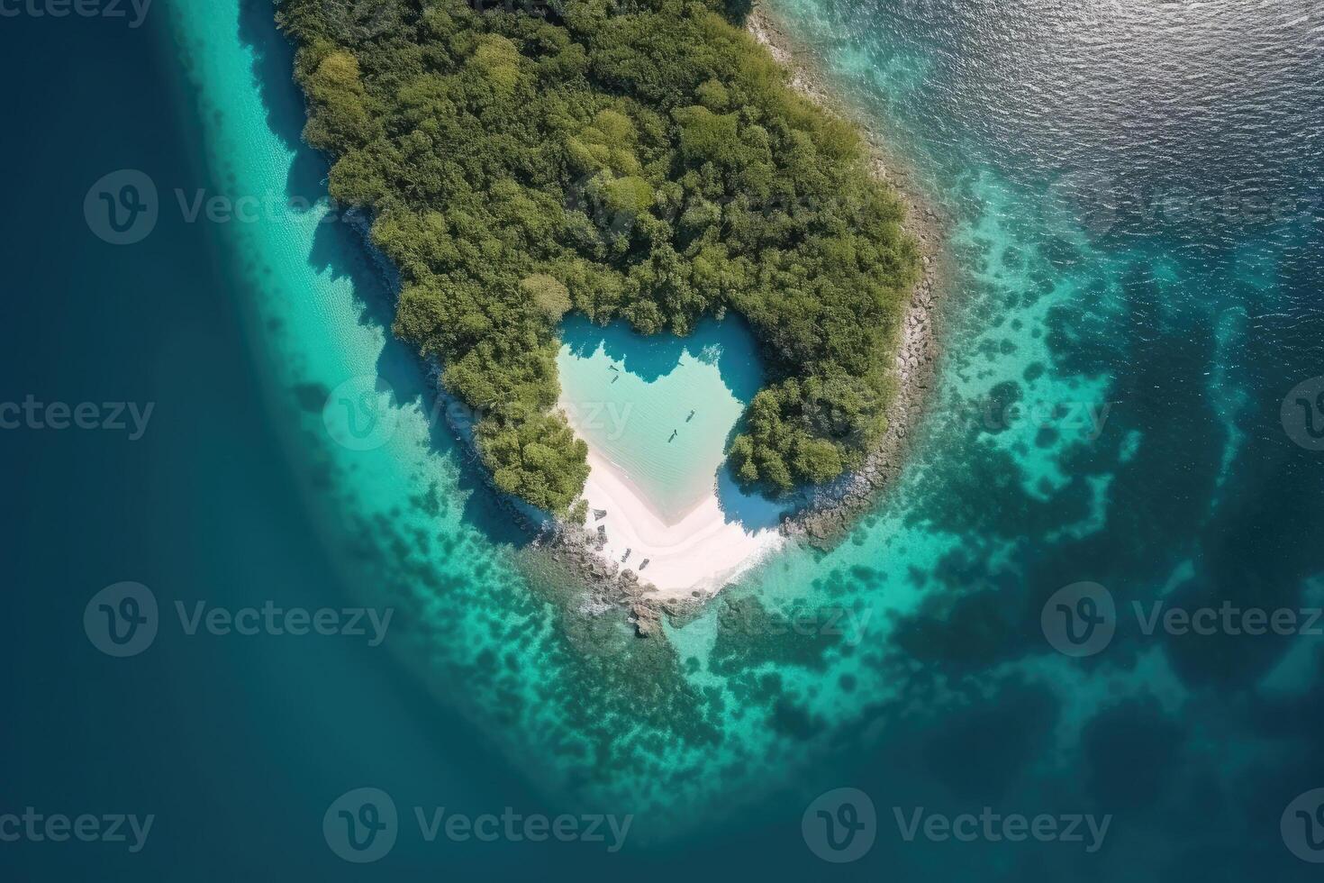 Antenne Aussicht von tropisch Insel im Meer. generativ ai foto