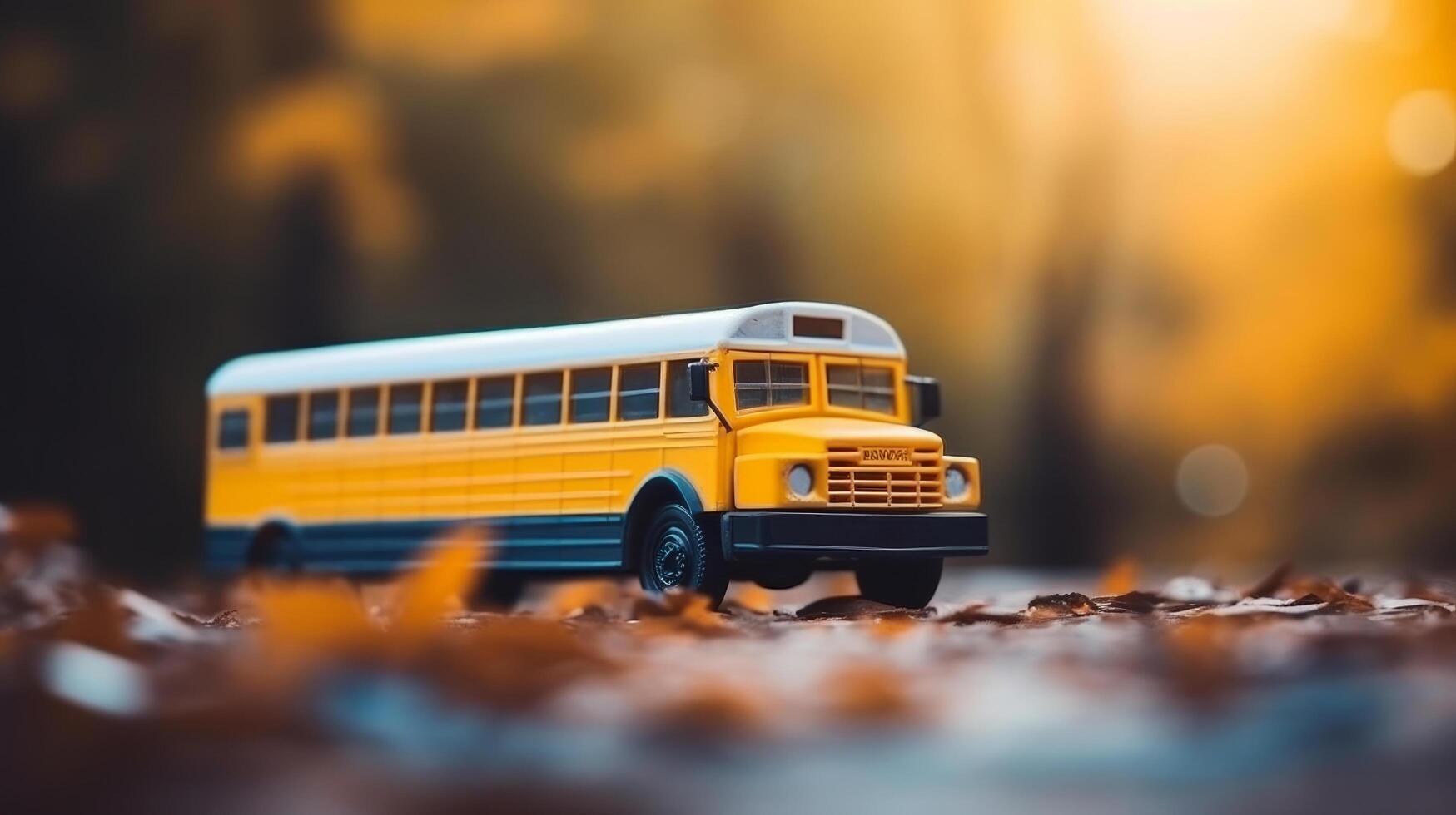 Gelb Schule Bus. zurück zu Schule Hintergrund. Illustration ai generativ foto