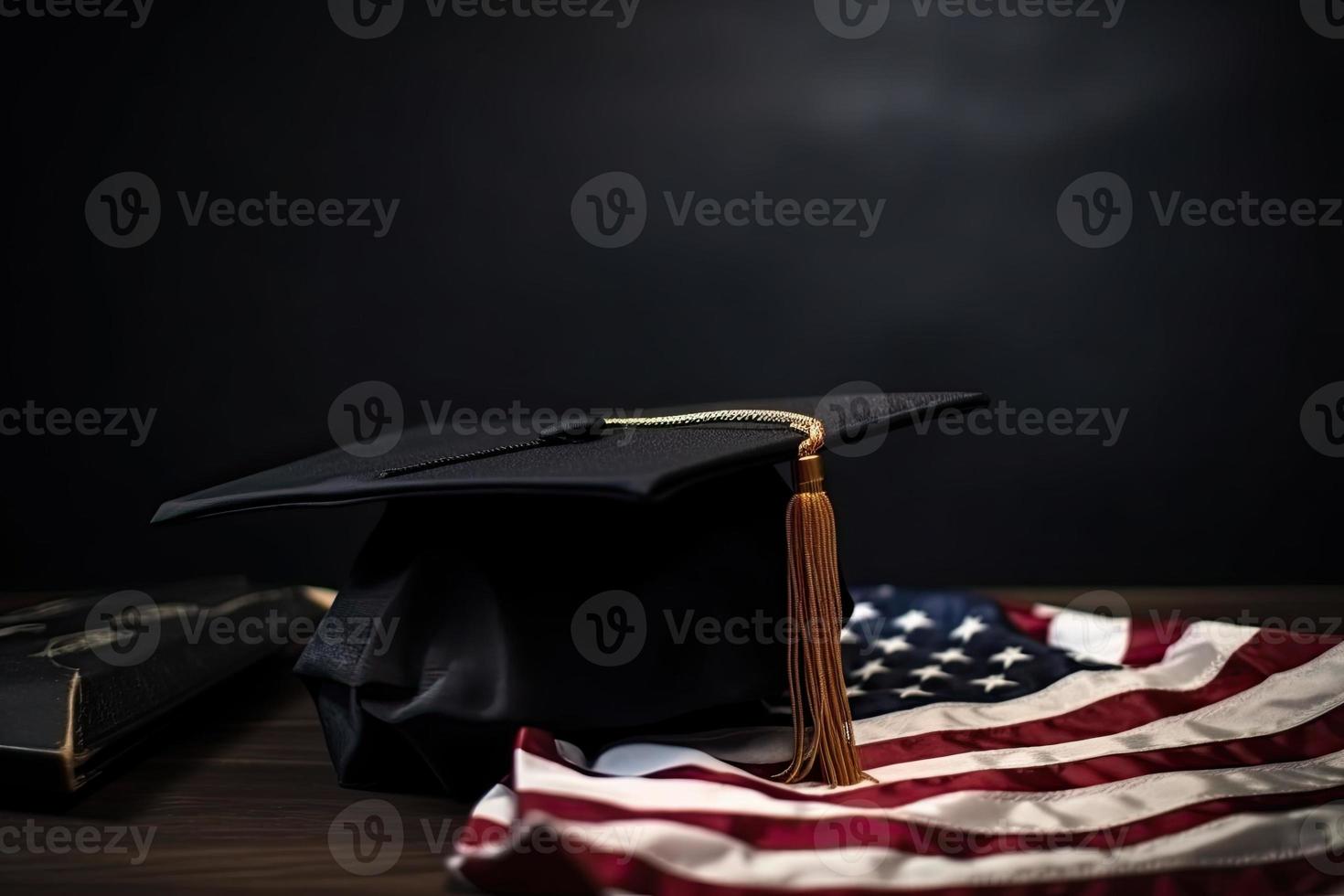 ein Abschluss Deckel auf das amerikanisch Flagge foto