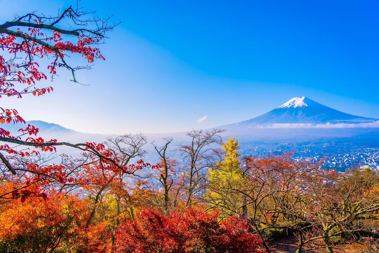 schöne Landschaft von mt. Fuji in der Herbstsaison foto