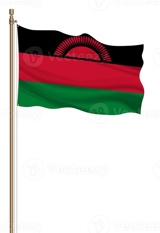 3d Flagge von Malawi auf ein Säule foto