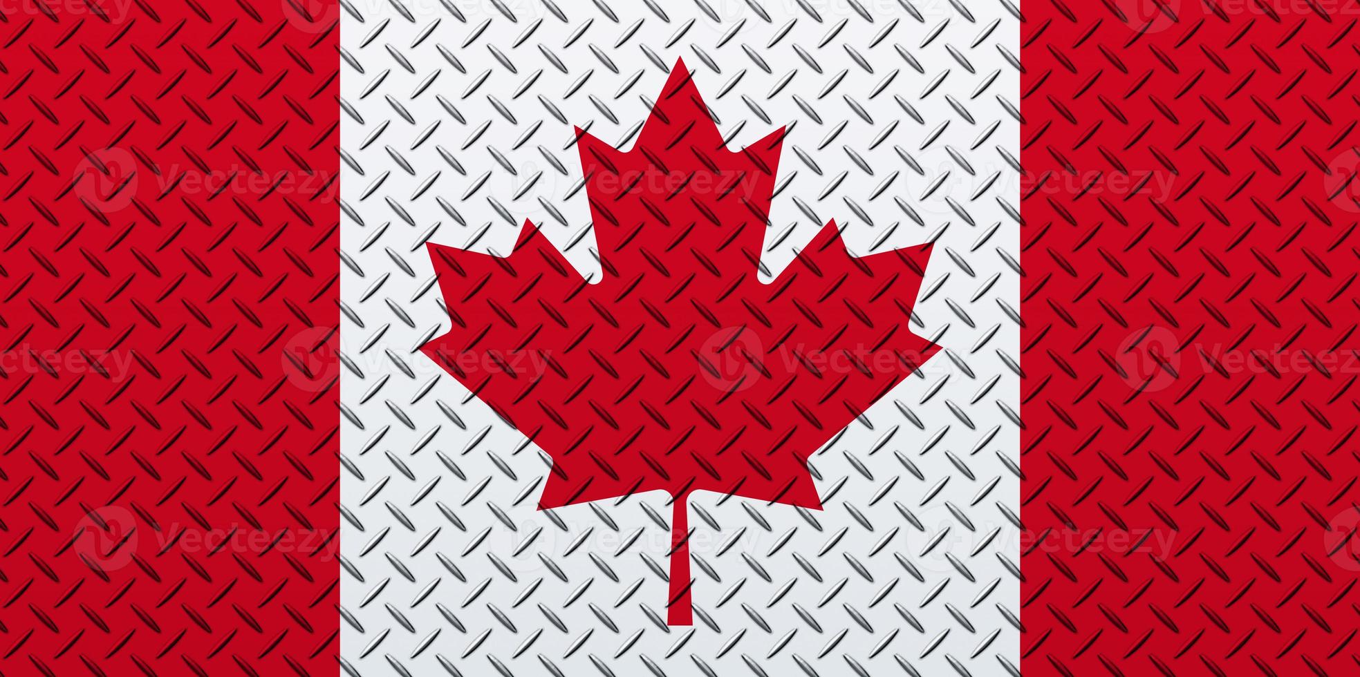 3d Flagge von Kanada auf ein Metall foto