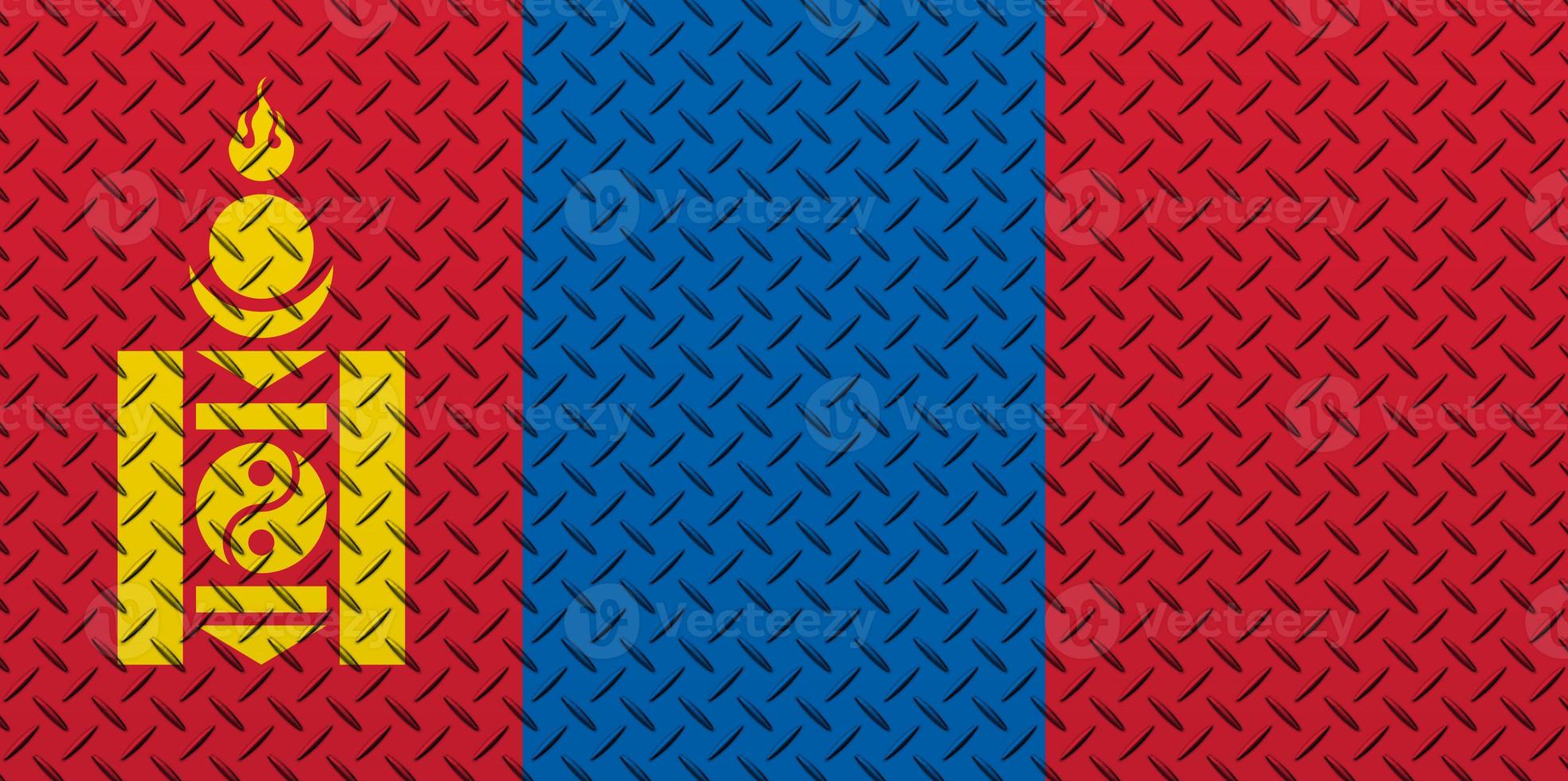 3d Flagge von Mongolei auf ein Metall Mauer Hintergrund. foto