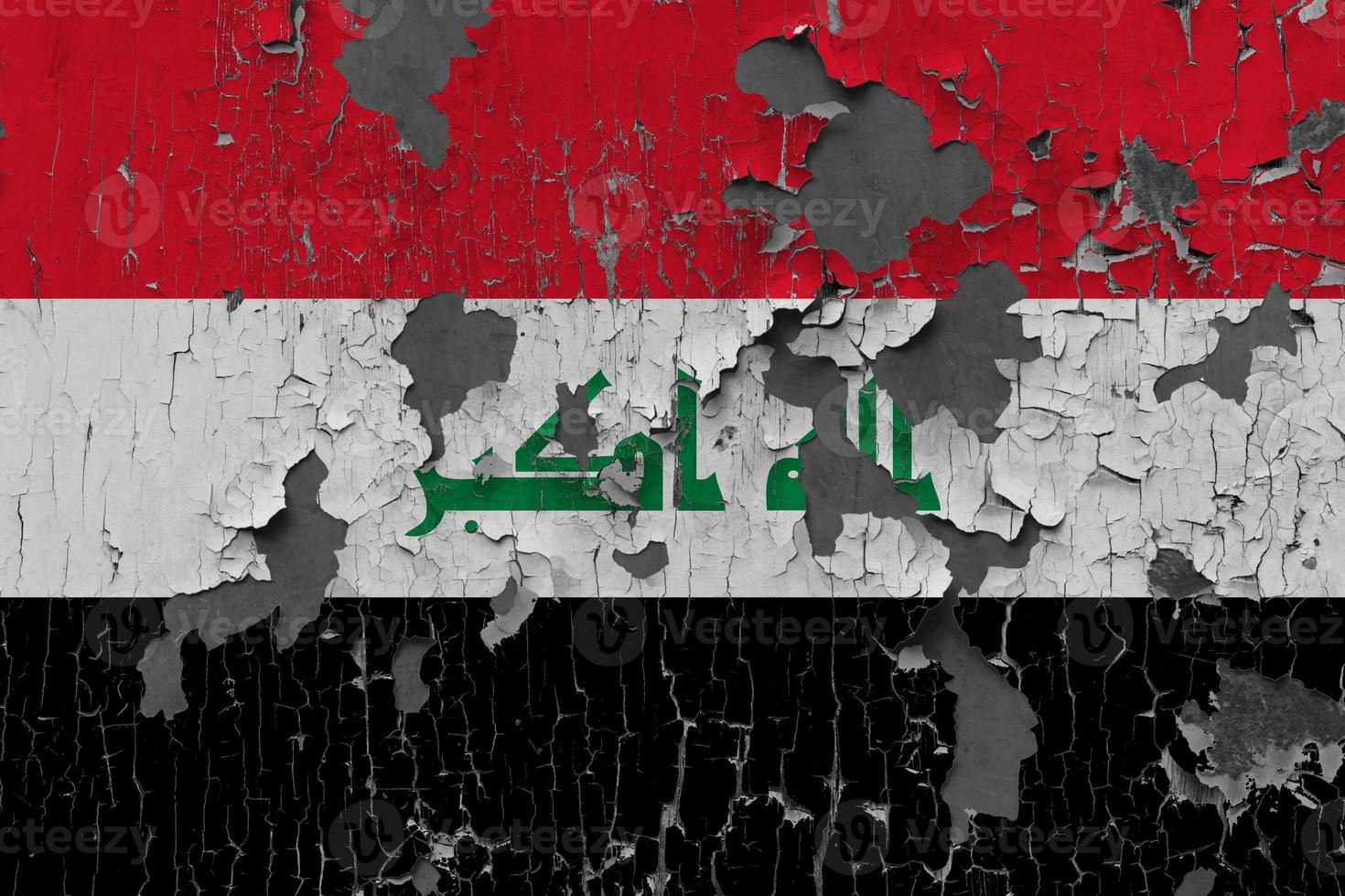 3d Flagge von Irak auf Stein Mauer foto