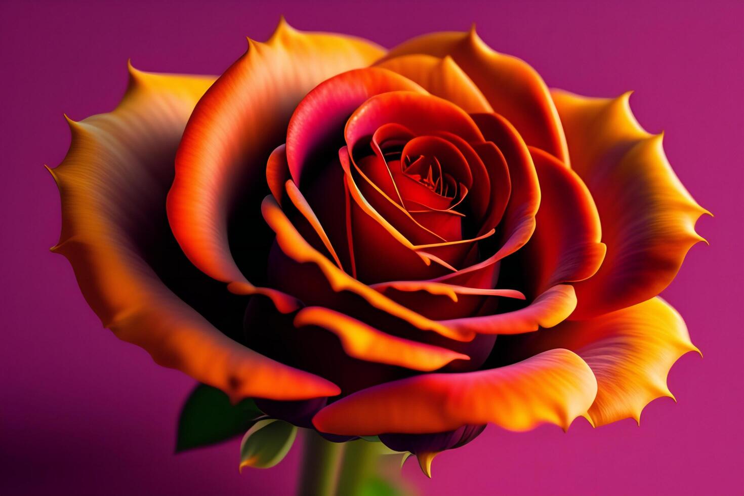 3d Illustration von rot und Gelb Rose Blumen Über dunkel Blau Hintergrund. ai generiert foto