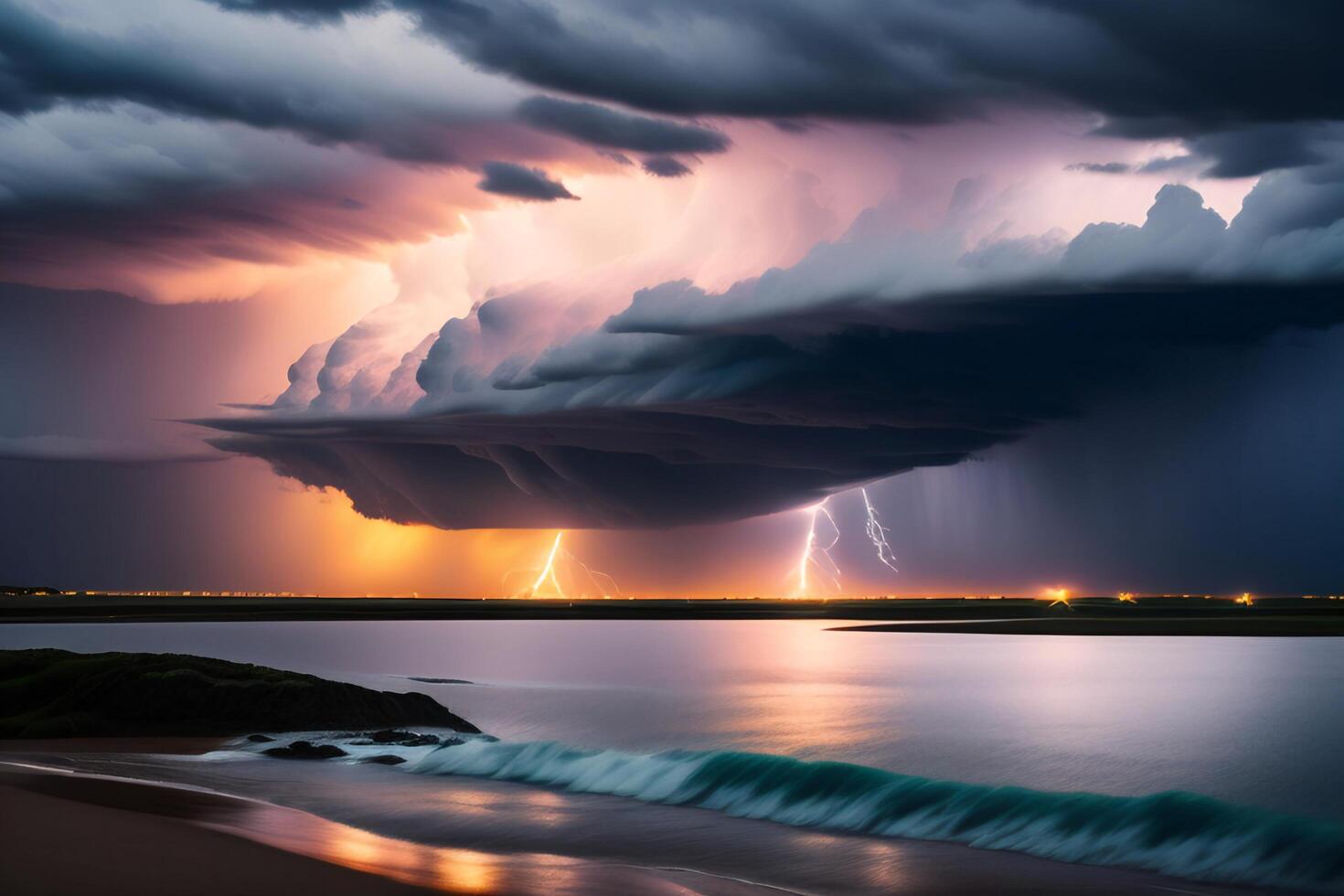 ein Gewitter ist Kommen im das Felder von Süd Afrika. das Sturm ist Kommen. ai generiert foto