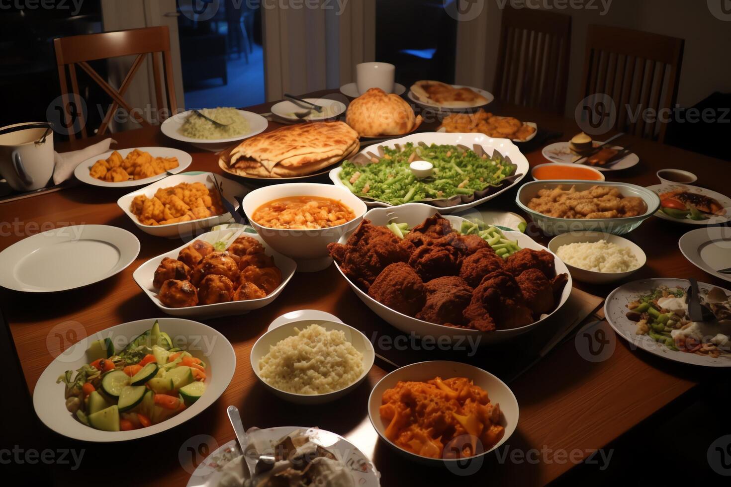 Ramadan iftar Mahlzeit. ai generiert foto