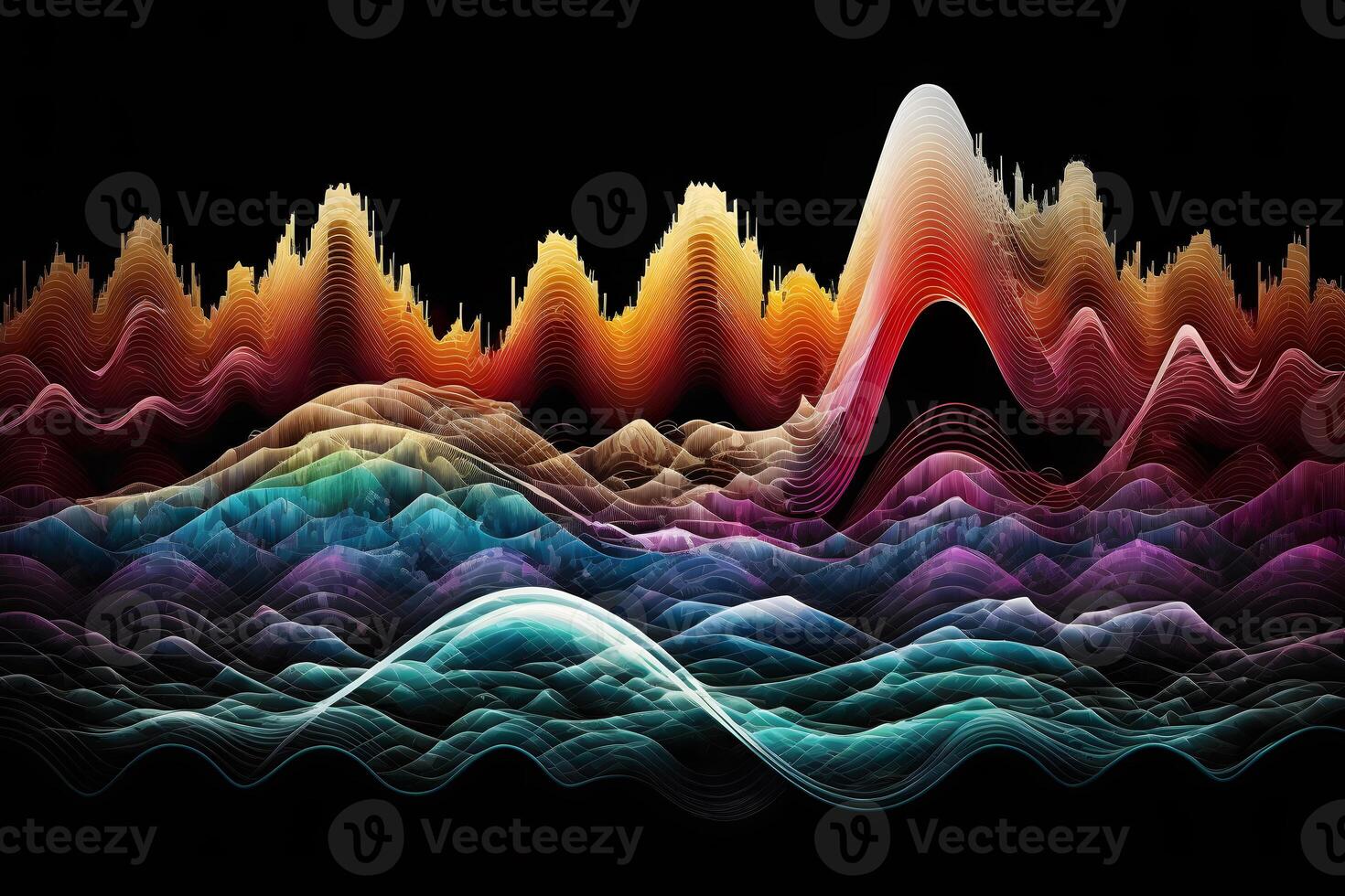 Equalizer Schallwelle Regenbogen Hintergrund. neural Netzwerk ai generiert foto