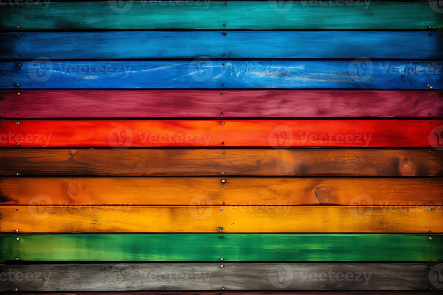 Regenbogen bunt hölzern Planke Textur Hintergrund. ai generiert foto
