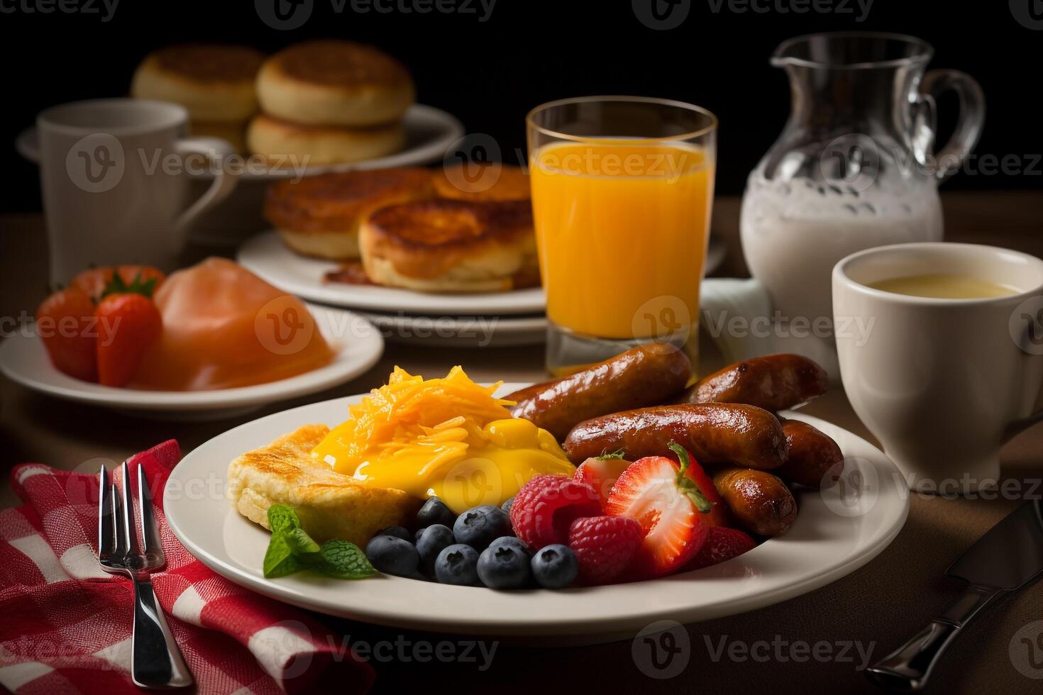 amerikanisch Frühstück Essen Speisekarte. ai generiert. foto