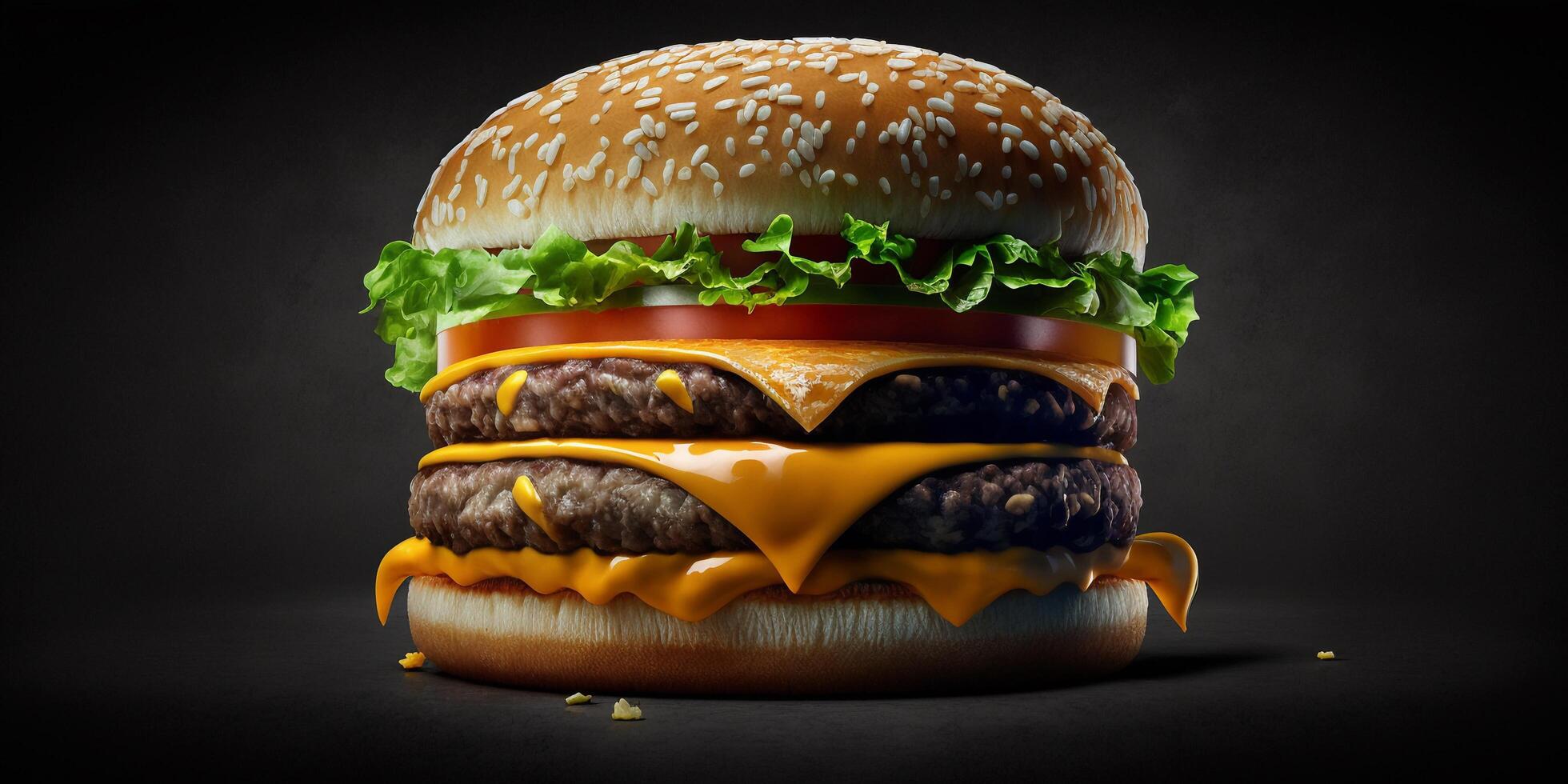 das köstlich Burger im das schwarz Hintergrund mit ai generiert. foto