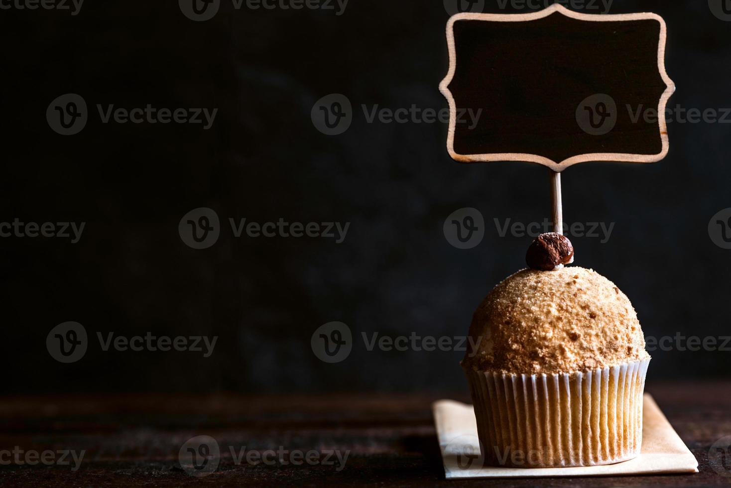 Kekse Cupcake und Tafel foto
