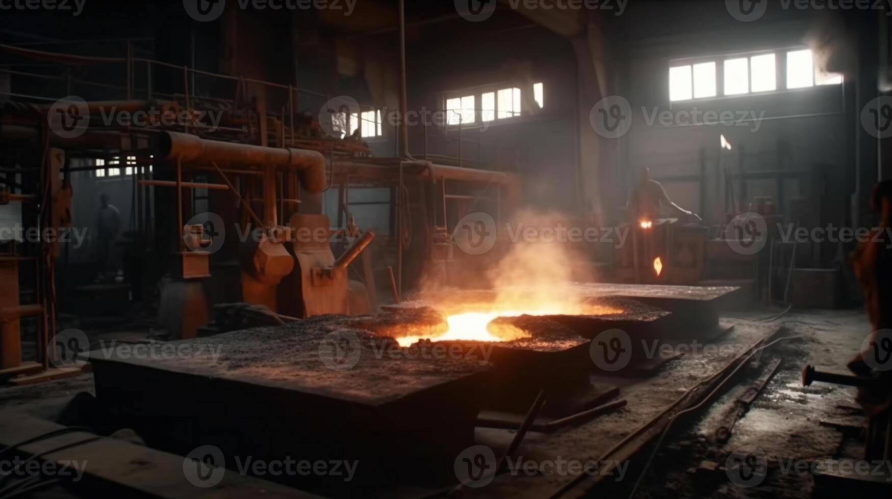 Metall Gießen Prozess im Gießerei , ai generiert Bild foto