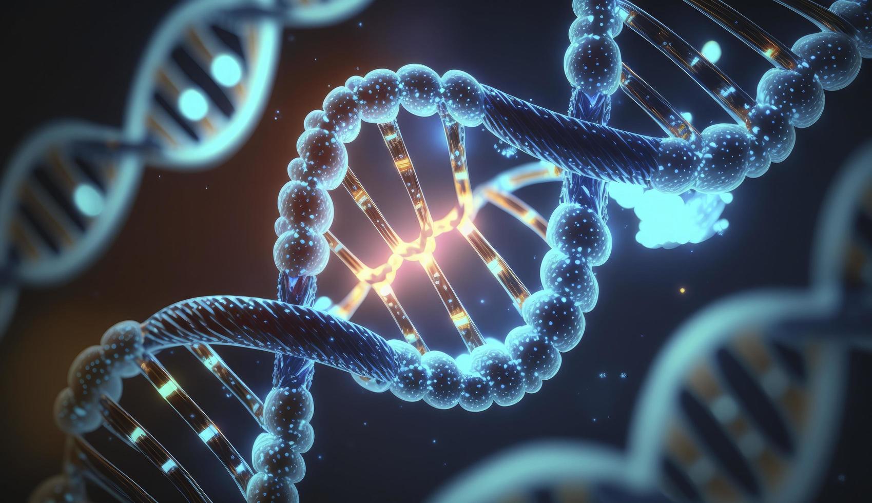 Mensch Zelle Biologie DNA Stränge molekular Struktur Illustration, generieren ai foto