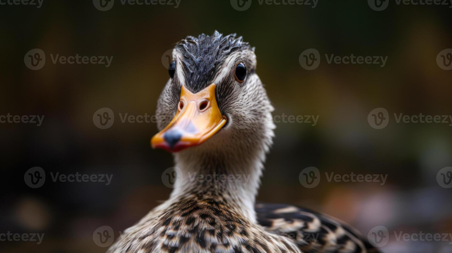 komisch Ente Kopf Nahansicht generativ ai foto