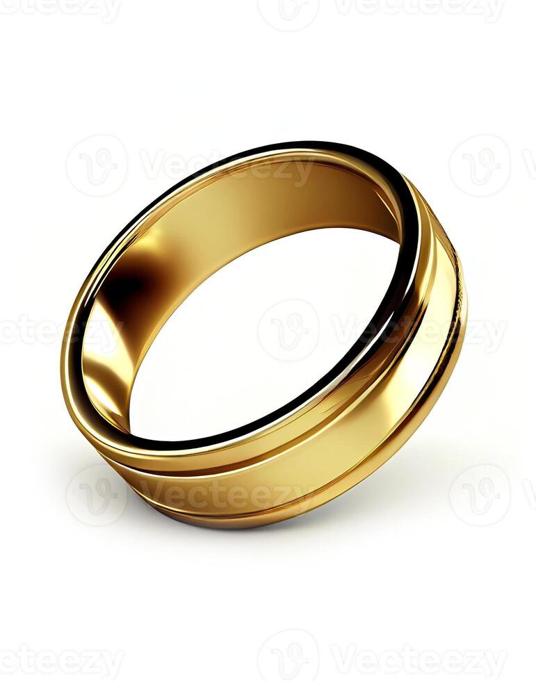 Gold Ring auf Weiß Hintergrund, erstellt mit generativ ai foto