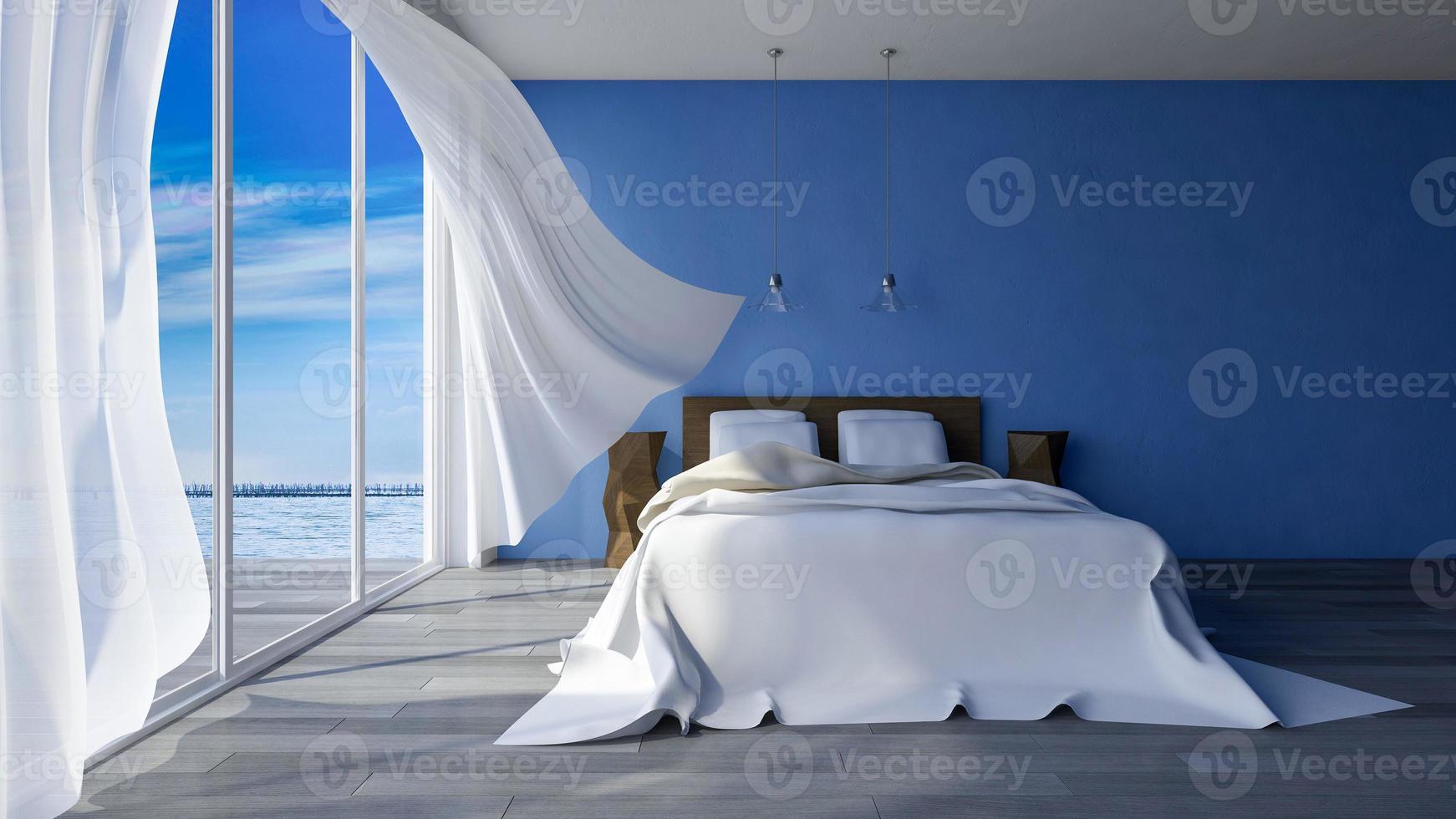 3d Schlafzimmer am Meer foto