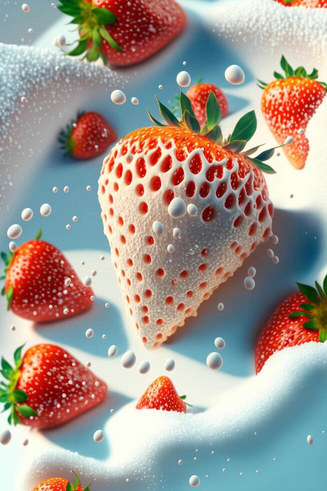 Weiß Teller gekrönt mit viele von Erdbeeren. generativ ai. foto