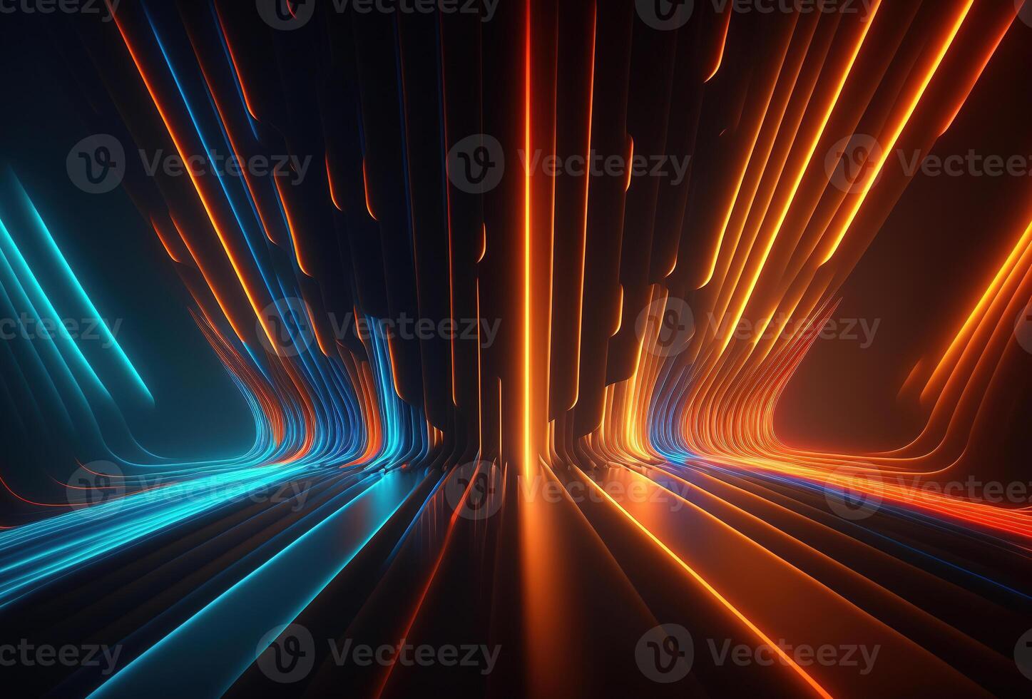 symmetrisch rot Neon- Licht abstrakt Hintergrund mit Linien und Formen. ai  generiert 23978042 Stock-Photo bei Vecteezy