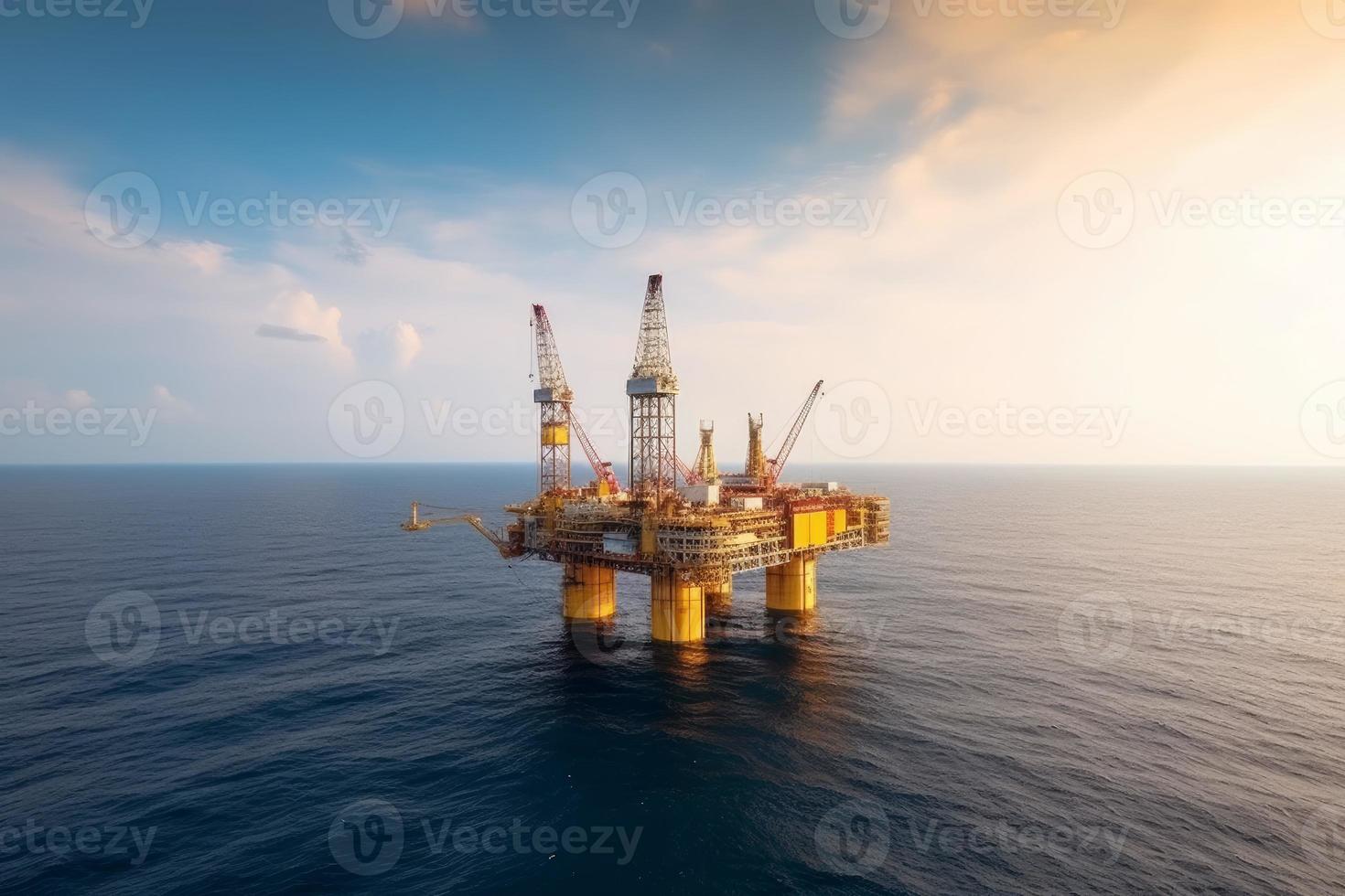 Meer Petroleum Plattform. generieren ai foto