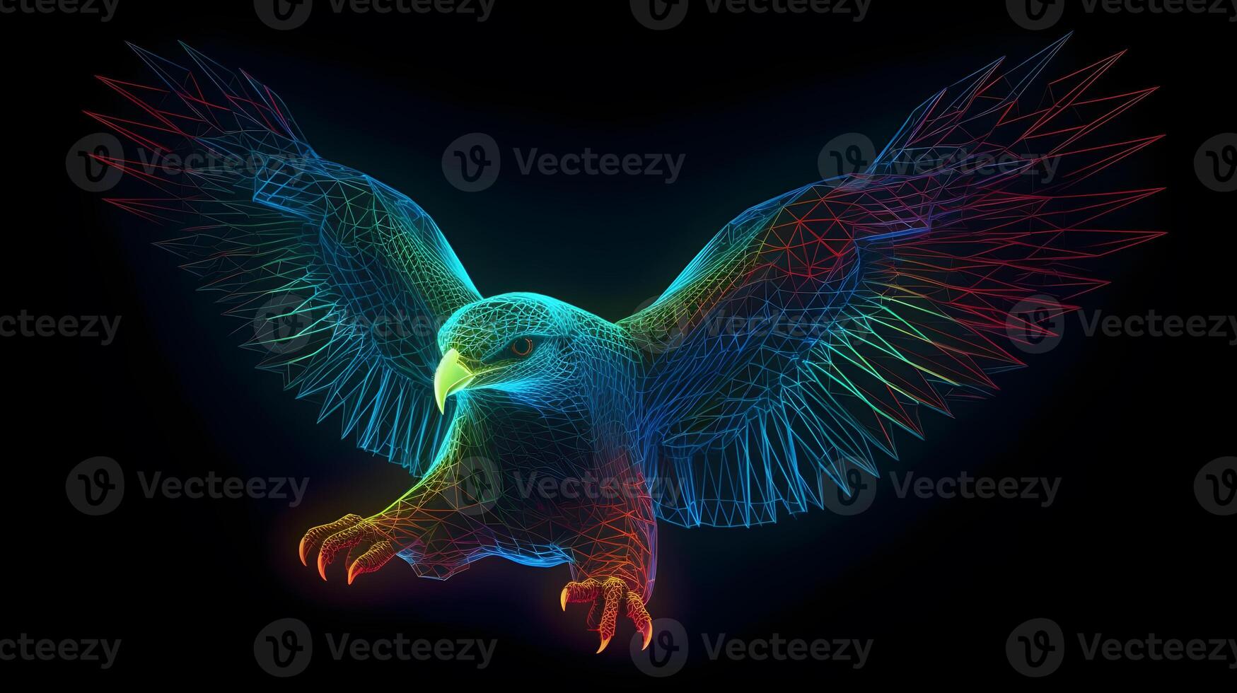 holographisch Polygon 3d Adler Illustration ,generativ ai foto