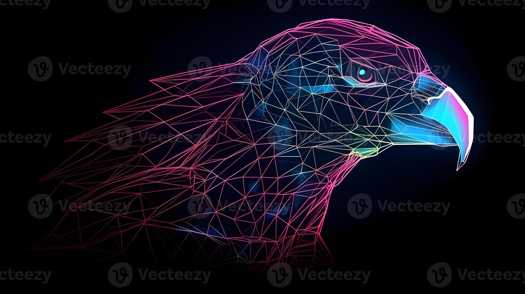 holographisch Polygon 3d Adler Illustration ,generativ ai foto