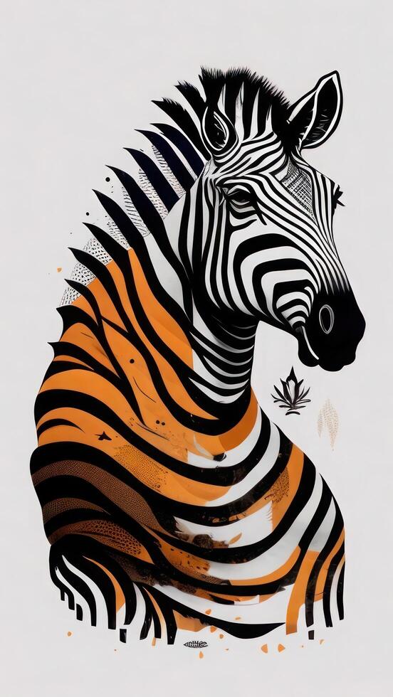 Zebra Kopf auf ein grau Hintergrund. 3d Wiedergabe. Computer Digital Zeichnung. ai generiert foto