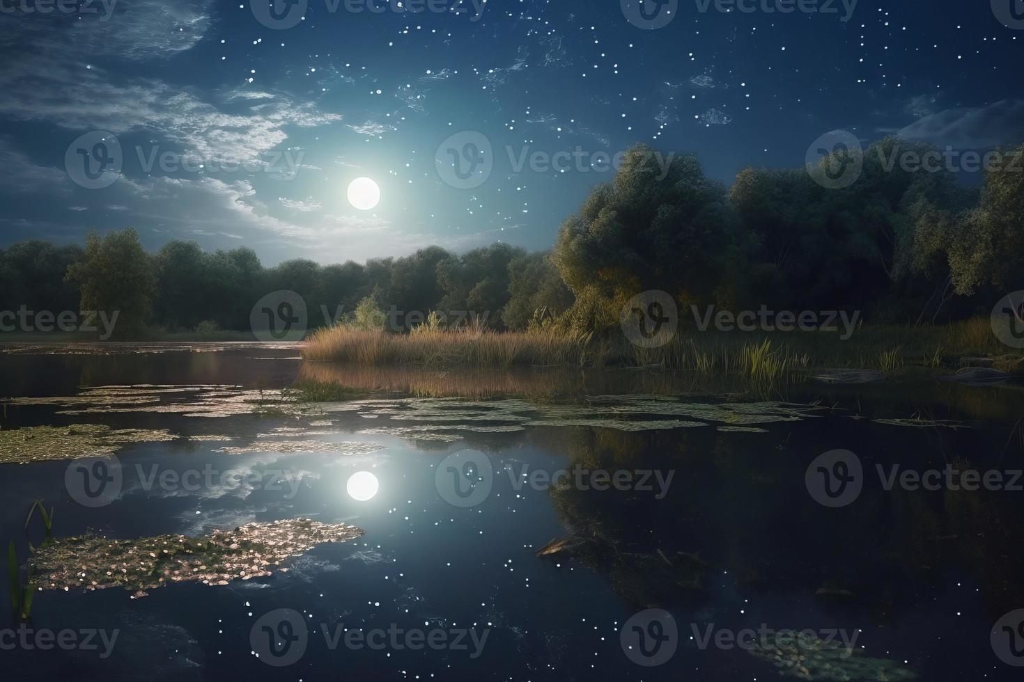 magisch Teich von Sterne. generieren ai foto