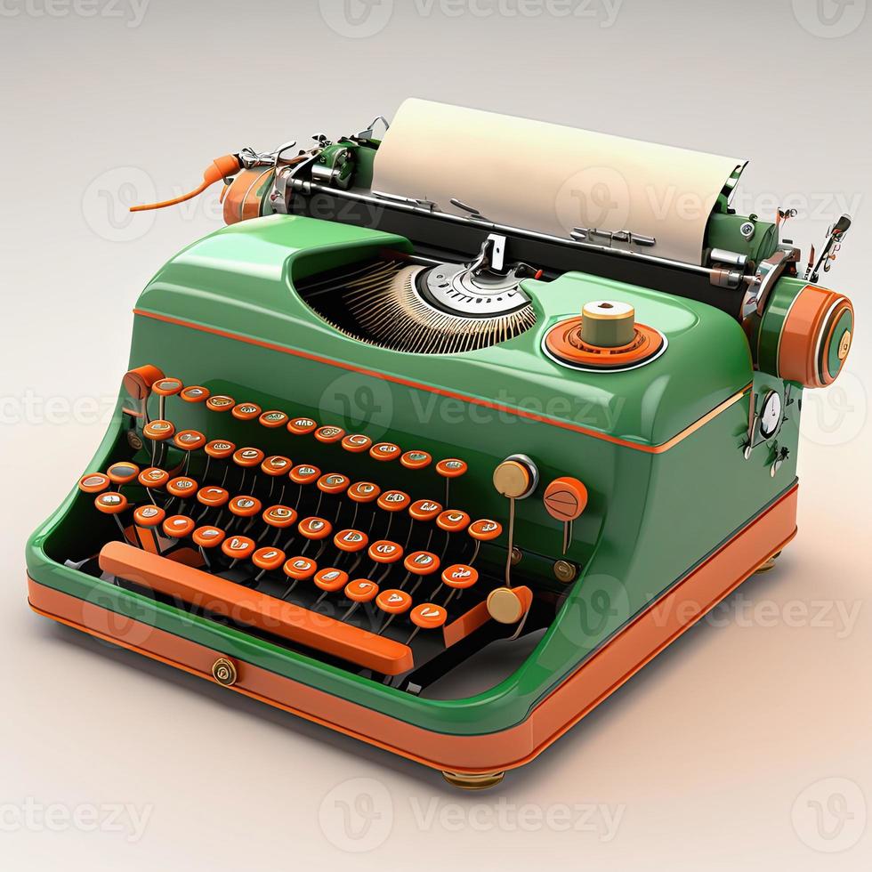 Mitte Jahrhundert Jahrgang Schreibmaschine auf Weiß Hintergrund. retro Klaviatur. ai foto