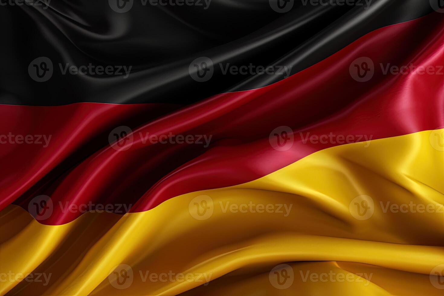 Schwarz, Rot, und Gold Hintergrund, winken das National Flagge von Deutschland, winkte ein höchst detailliert Nahansicht. ai generiert foto