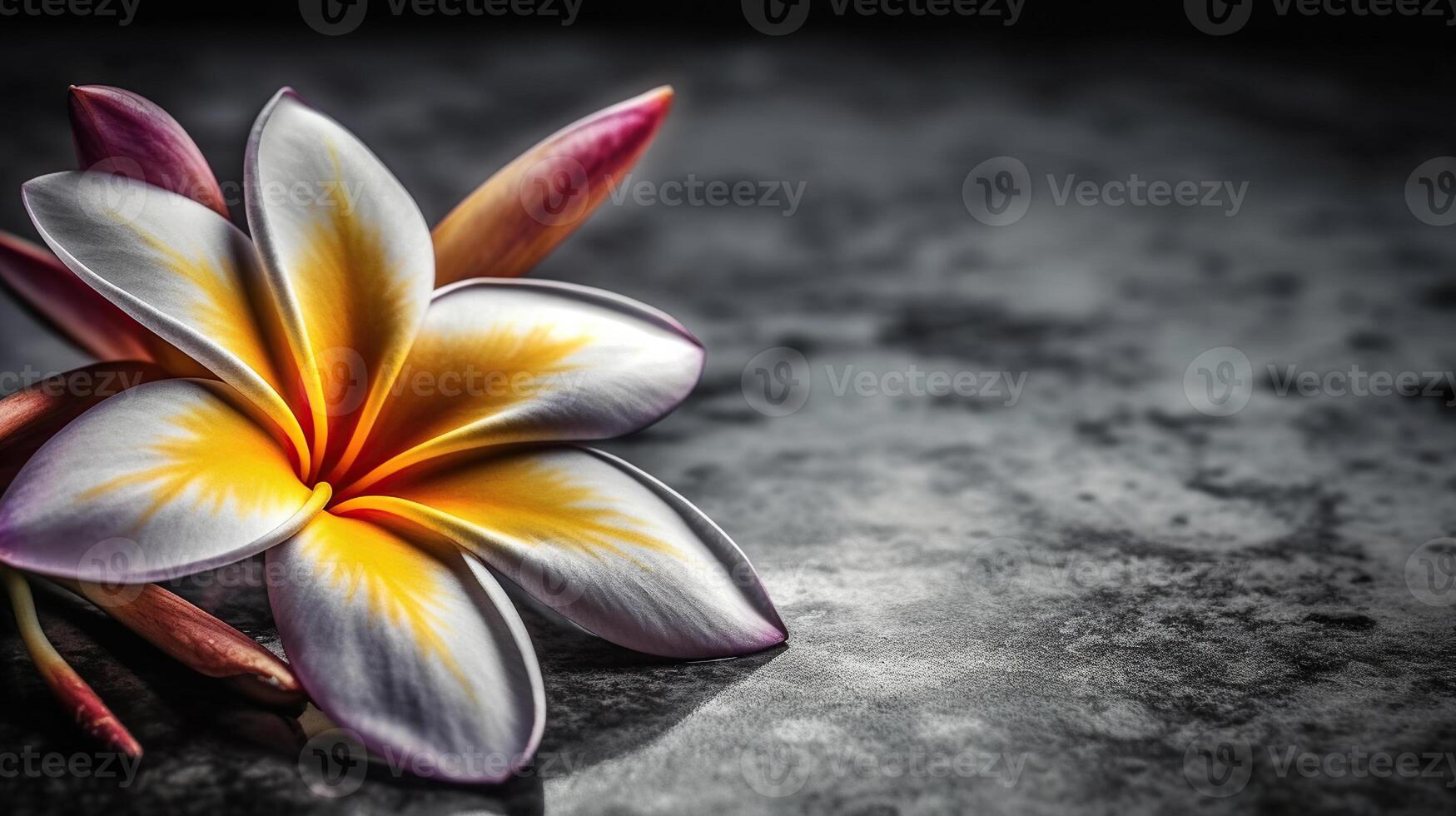 Frangipani auf grau Hintergrund, generiert ai Bild foto