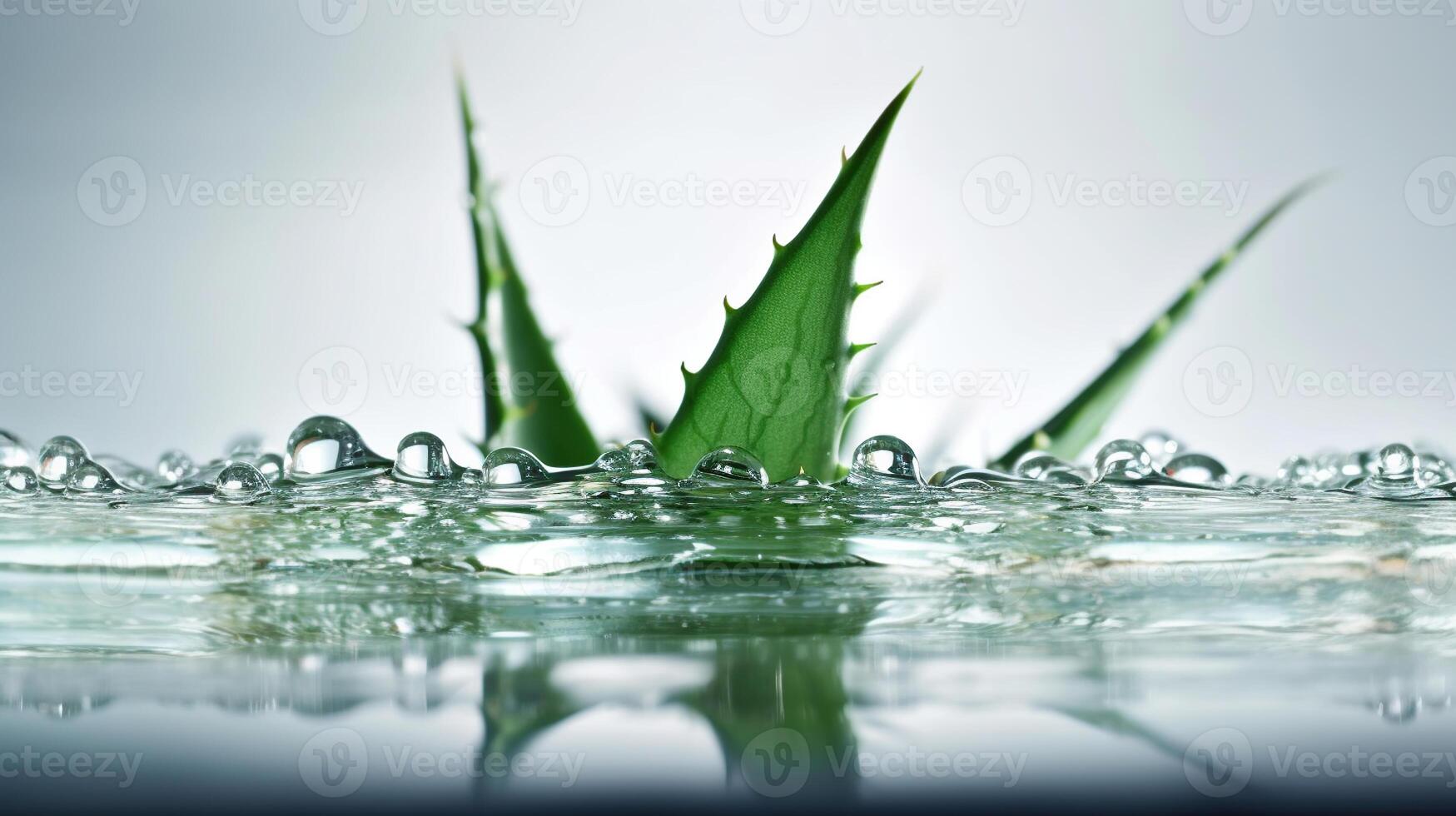 Aloe vera mit Wasser hinter und Weiß Hintergrund , generiert ai Bild foto