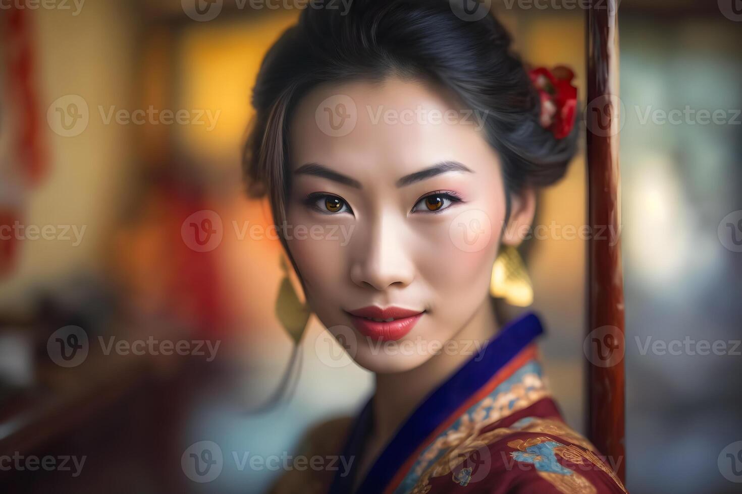 schön asiatisch Chinesisch Frau Porträt. neural Netzwerk ai generiert foto