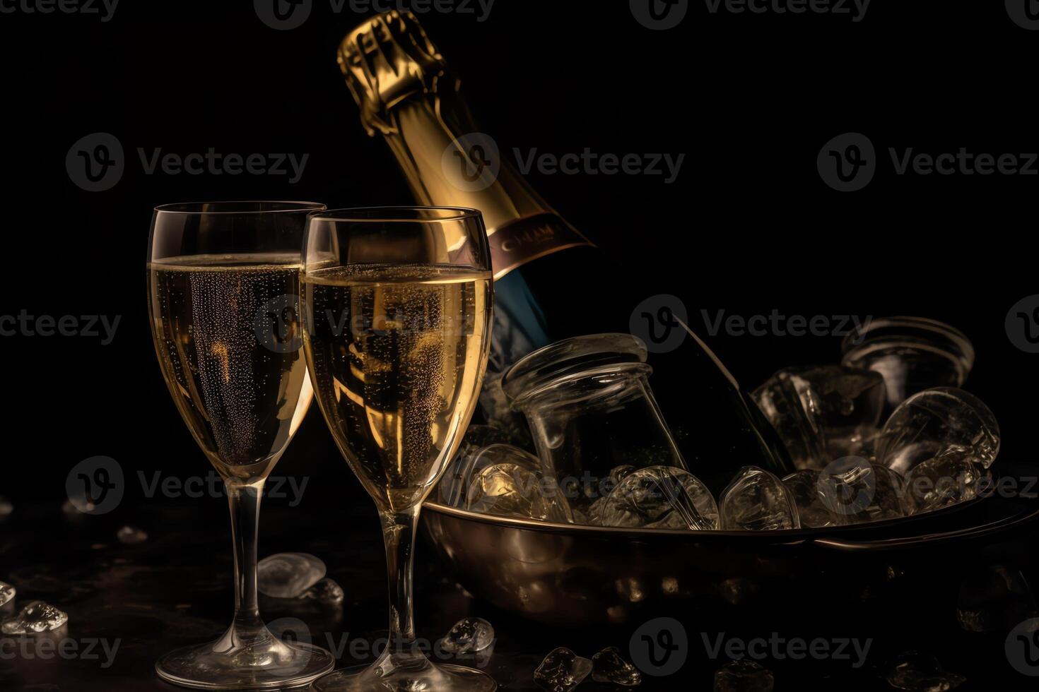 feiern Neu Jahr mit Champagner. ai generiert foto