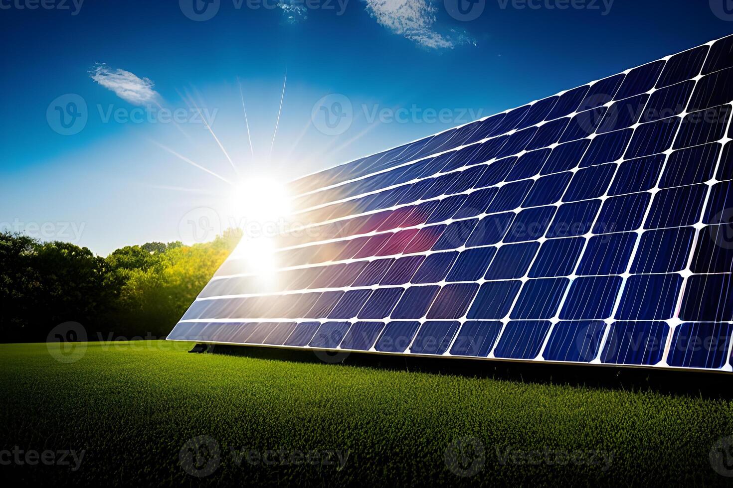 Technologie Solar- Zelle, Alternative Quelle von Elektrizität. Konzept von nachhaltig Ressourcen und verlängerbar Energie. generativ ai. foto