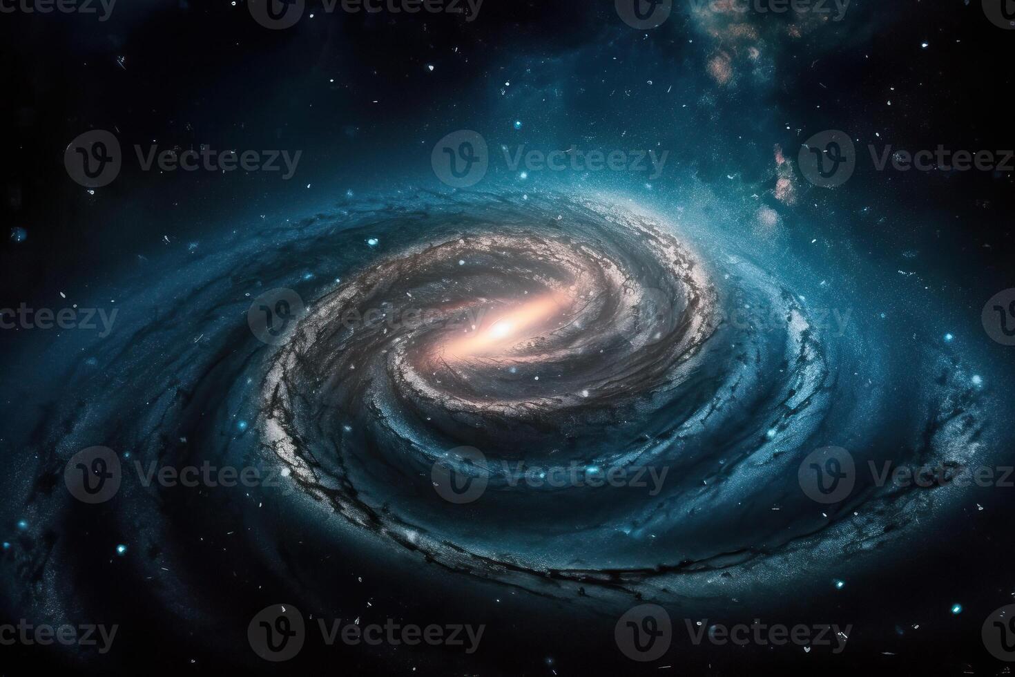 ein Spiral- Galaxis irgendwo weit im Raum, astronomisch Forschung auf Erde, generativ ai. foto
