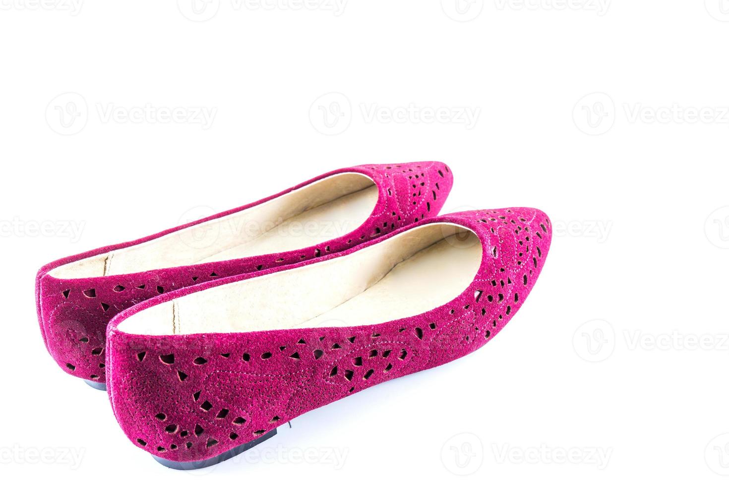 lila Mode Schuhe auf Weiß Hintergrund foto