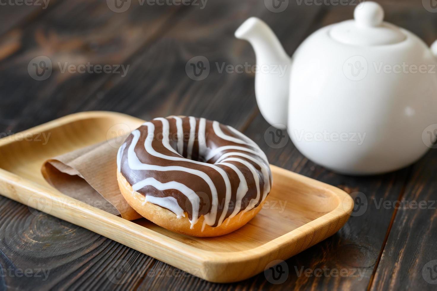 Schokoladen-Donut-Nahaufnahme foto