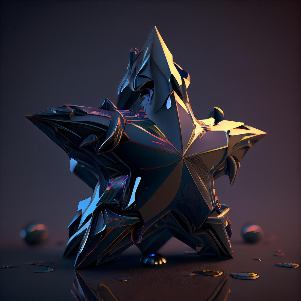 abstrakt polygonal Star auf ein dunkel Hintergrund. 3d Wiedergabe, ai generativ Bild foto