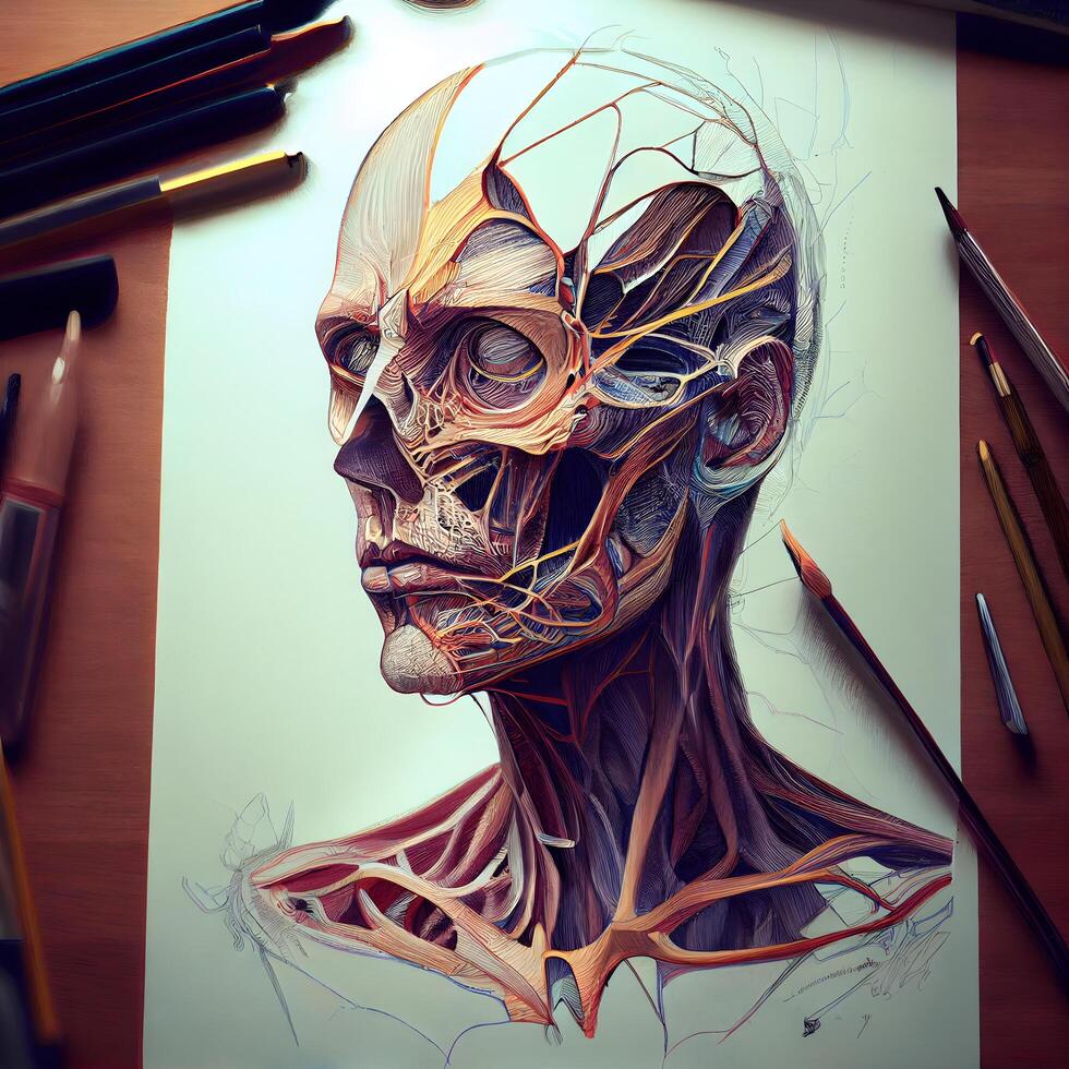 Anatomie von Mensch Körper. Mensch Anatomie. 3d Wiedergabe, ai generativ Bild foto