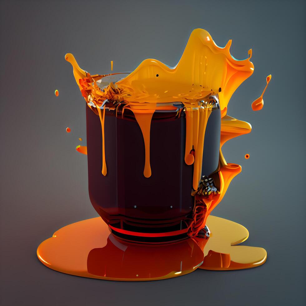 3d Illustration von ein Glas von Saft mit spritzt und Tropfen, ai generativ Bild foto