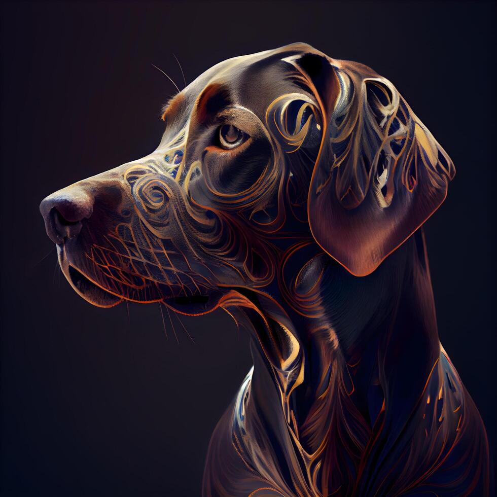 Digital Illustration von ein Zeiger Hund mit künstlerisch Kunstwerk, ai generativ Bild foto