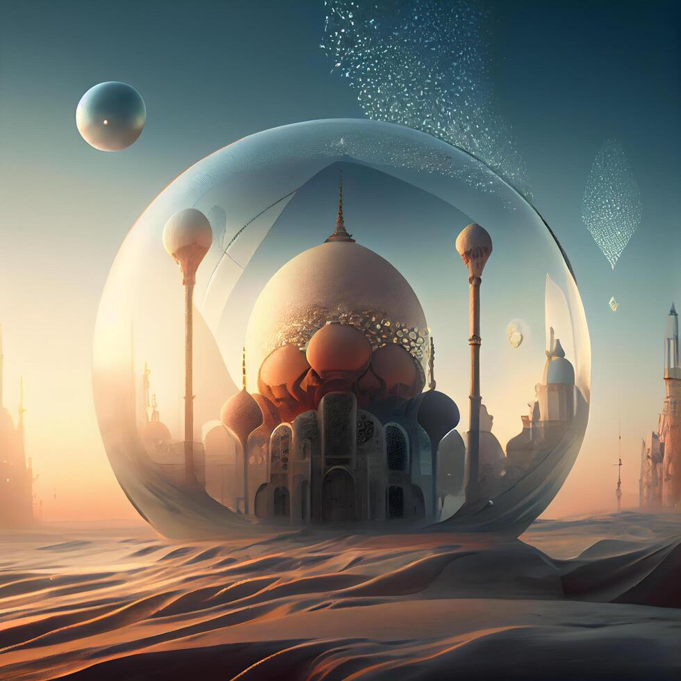 taj Mahal im ein Kristall Ball. 3d Illustration., ai generativ Bild foto