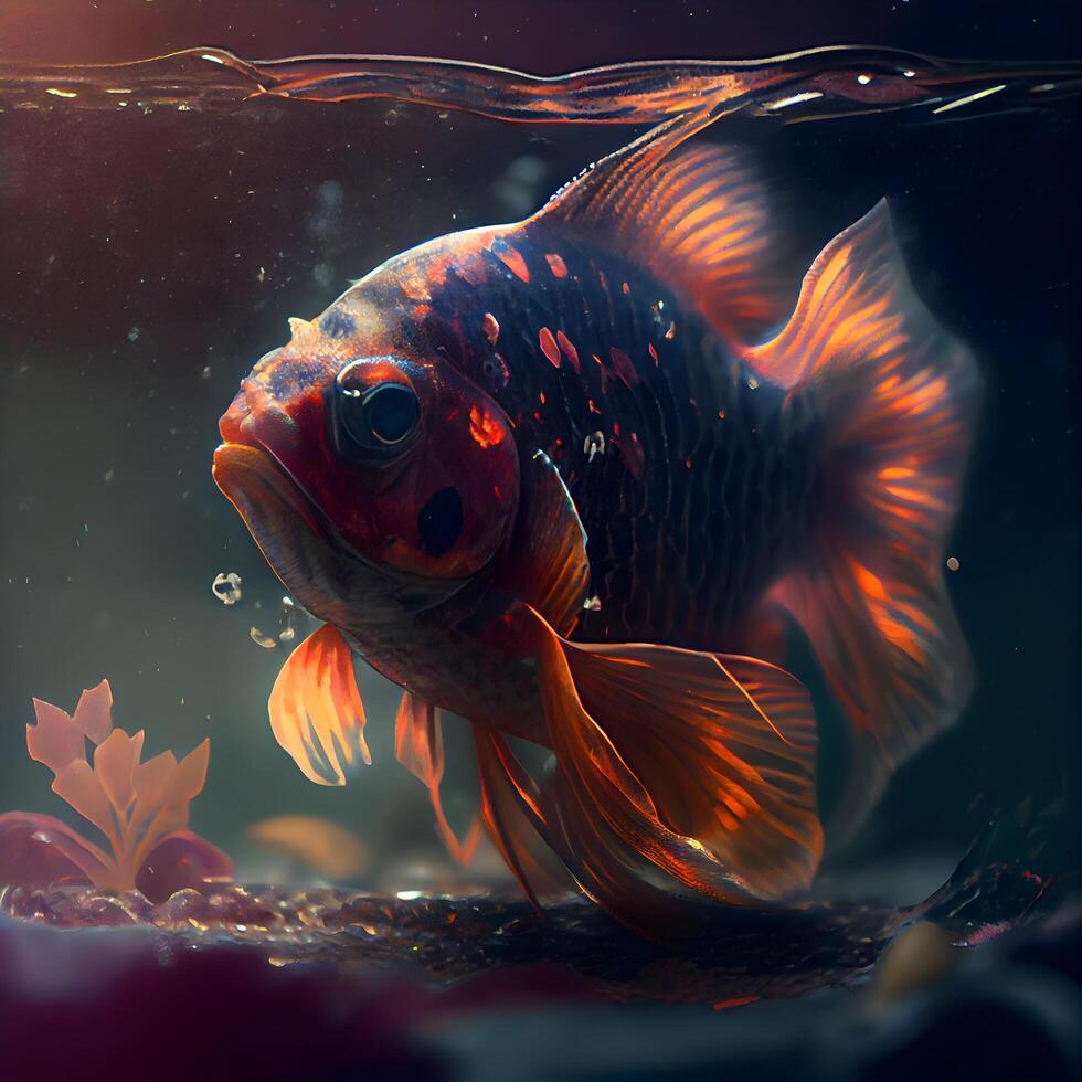 schön Goldfisch Schwimmen im das Aquarium. unter Wasser Welt., ai generativ Bild foto