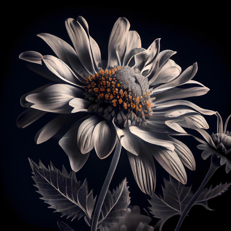 schön Chrysantheme Blume auf ein schwarz Hintergrund., ai generativ Bild foto
