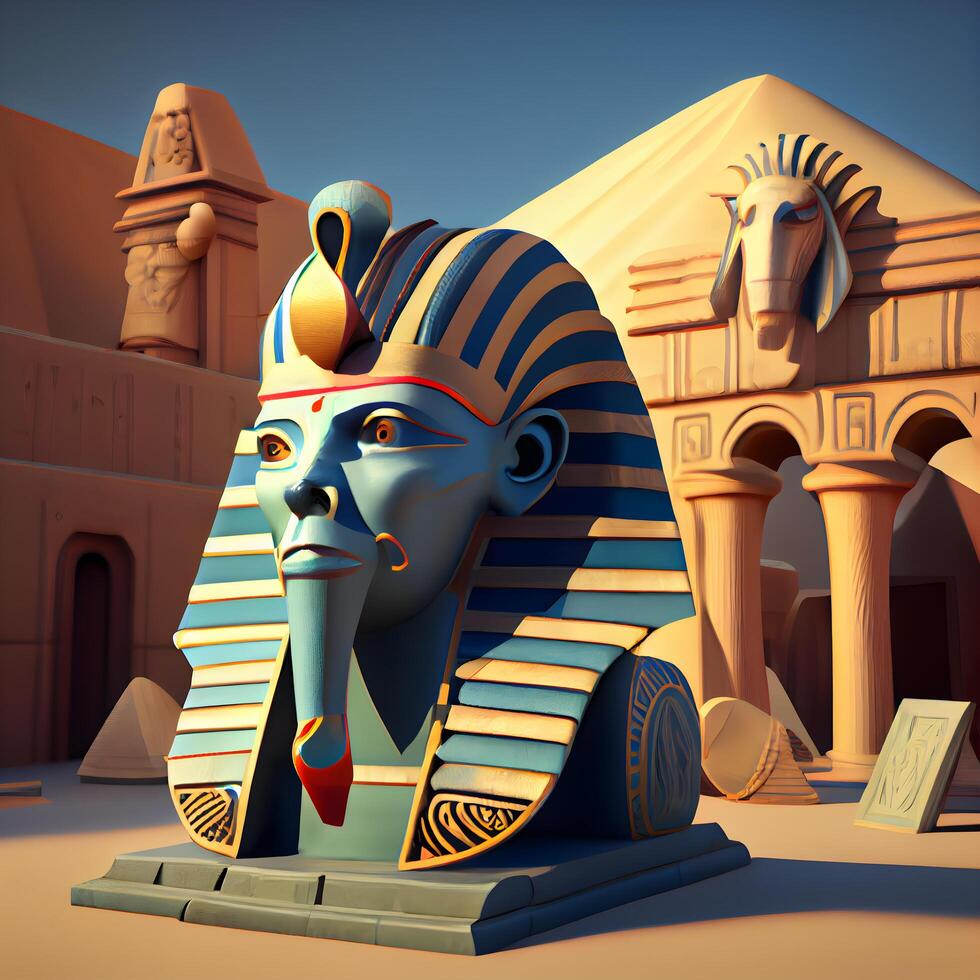 ägyptisch Sphinx im Luxus, Ägypten. 3d Wiedergabe, ai generativ Bild foto