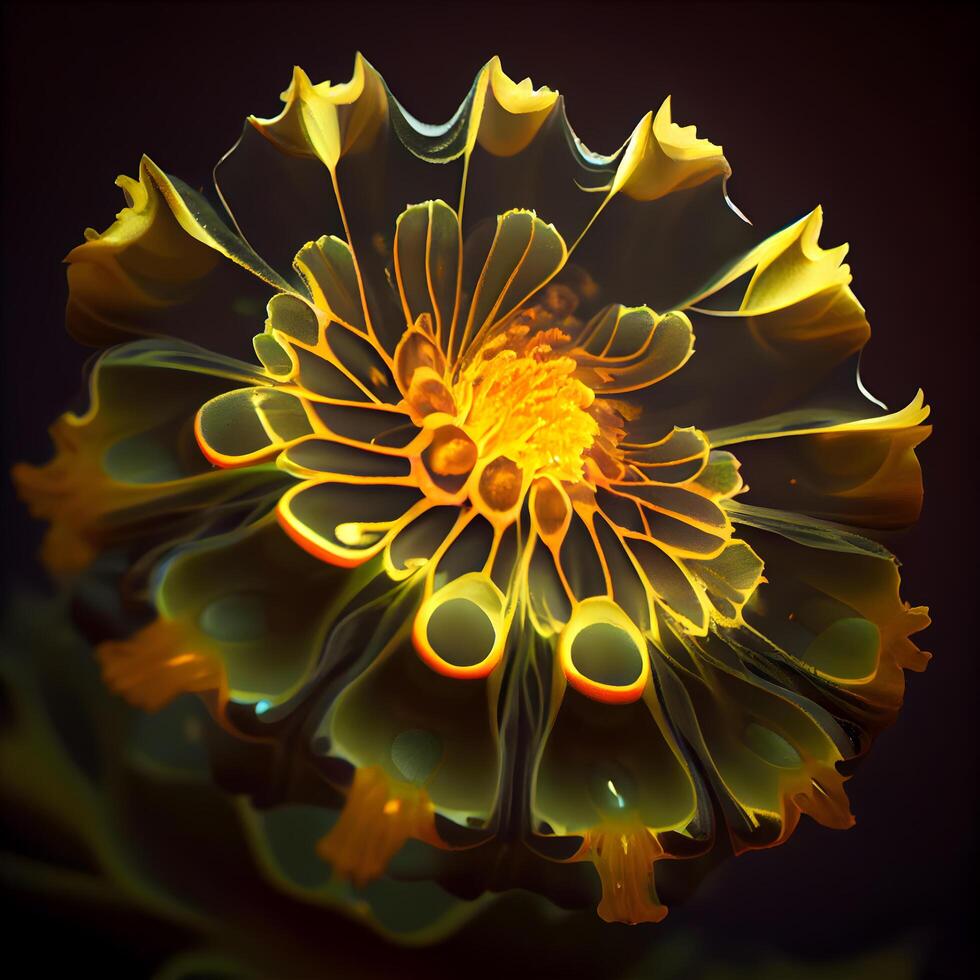Makro Nahansicht von fraktal Blume, Digital Kunstwerk zum kreativ Grafik Design, ai generativ Bild foto