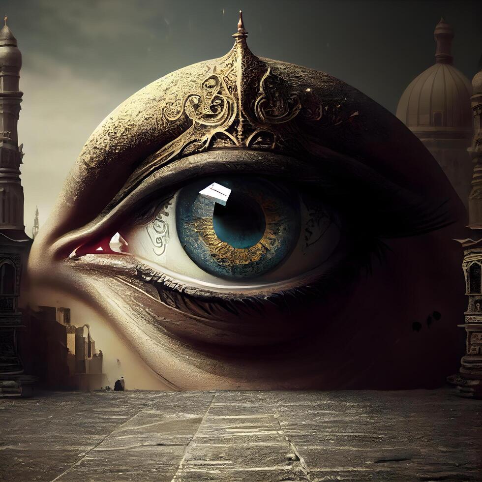 Auge von Gott im Vorderseite von taj Mahal im agra, Indien, ai generativ Bild foto