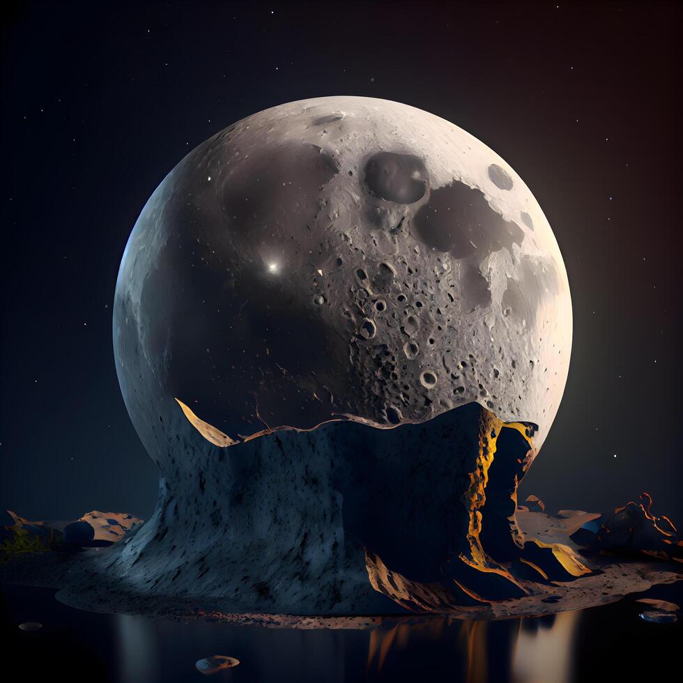 Mond im das Nacht Himmel. 3d machen. Elemente von diese Bild möbliert durch NASA, ai generativ Bild foto