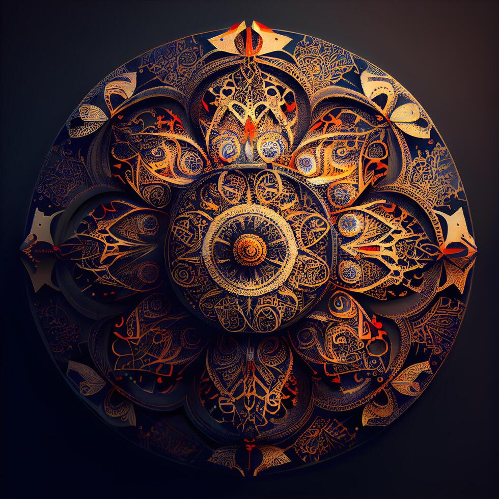 Ornament im das bilden von ein Kreis mit ein Muster. Mandala., ai generativ Bild foto